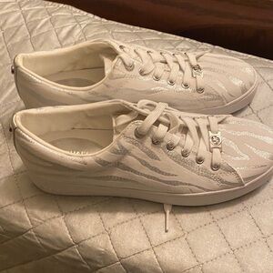 Michael Kors White and Silver Zebra Sneakers
